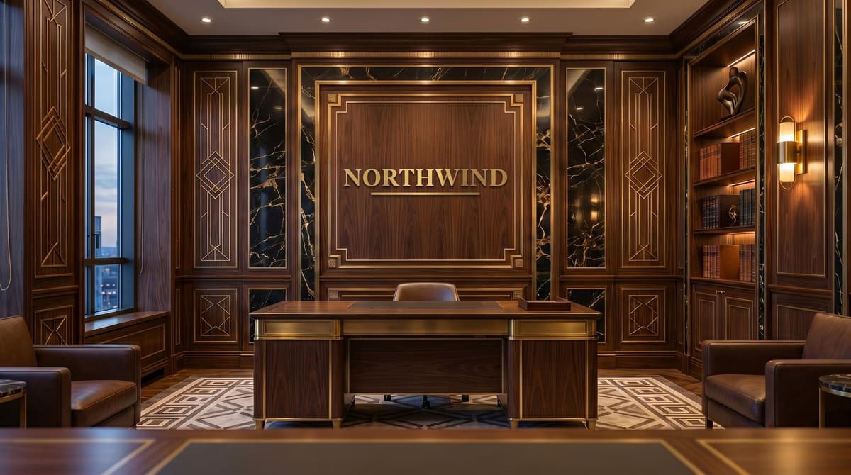 Art Deco Executive Suite with your logo rendered as signage