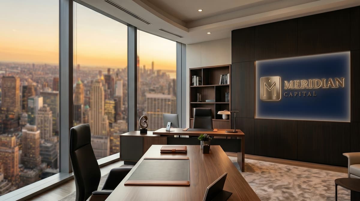 Executive Skyline Office with your logo rendered as signage
