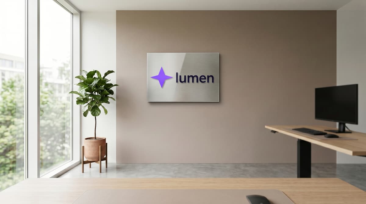 Minimalist Studio with your logo rendered as signage