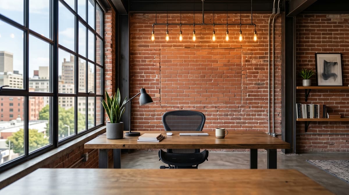 Industrial Loft office background, no logo