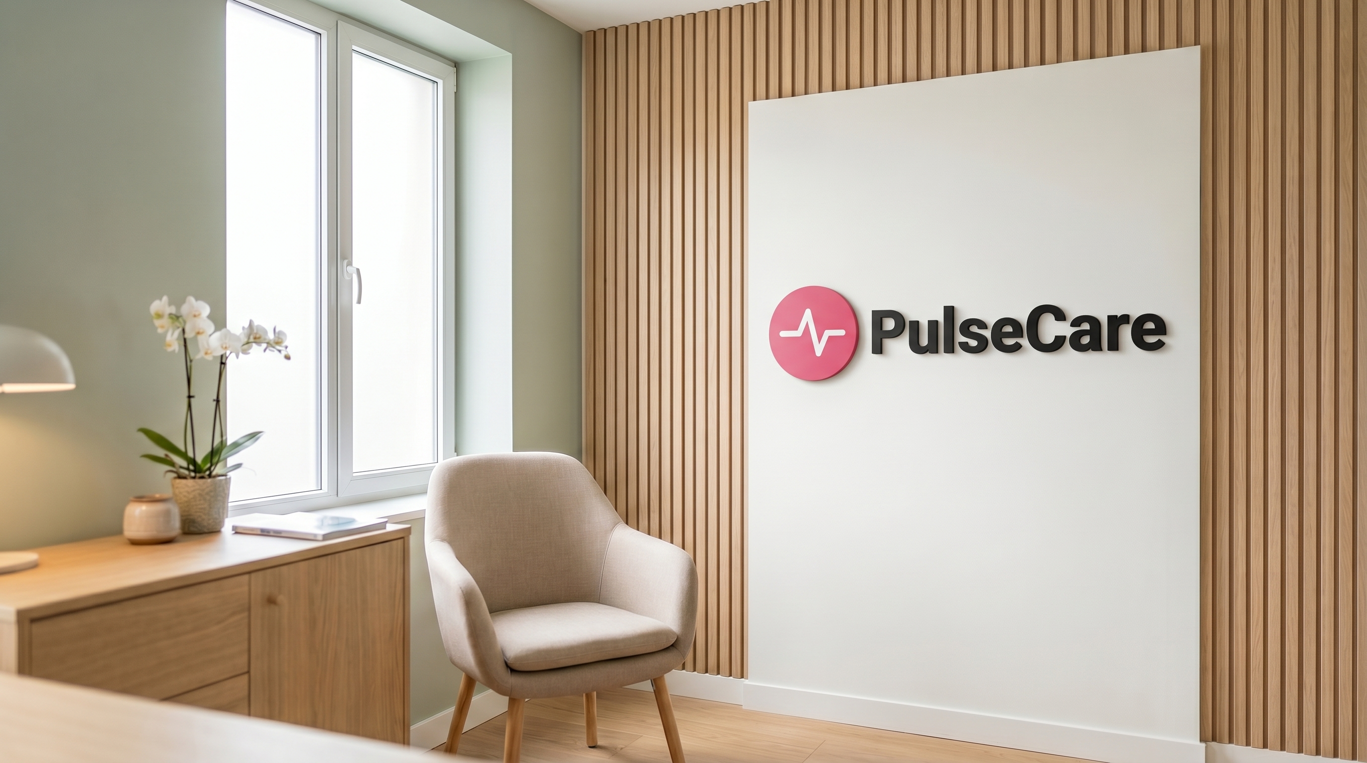 Modern Clinical Suite with your logo rendered as signage