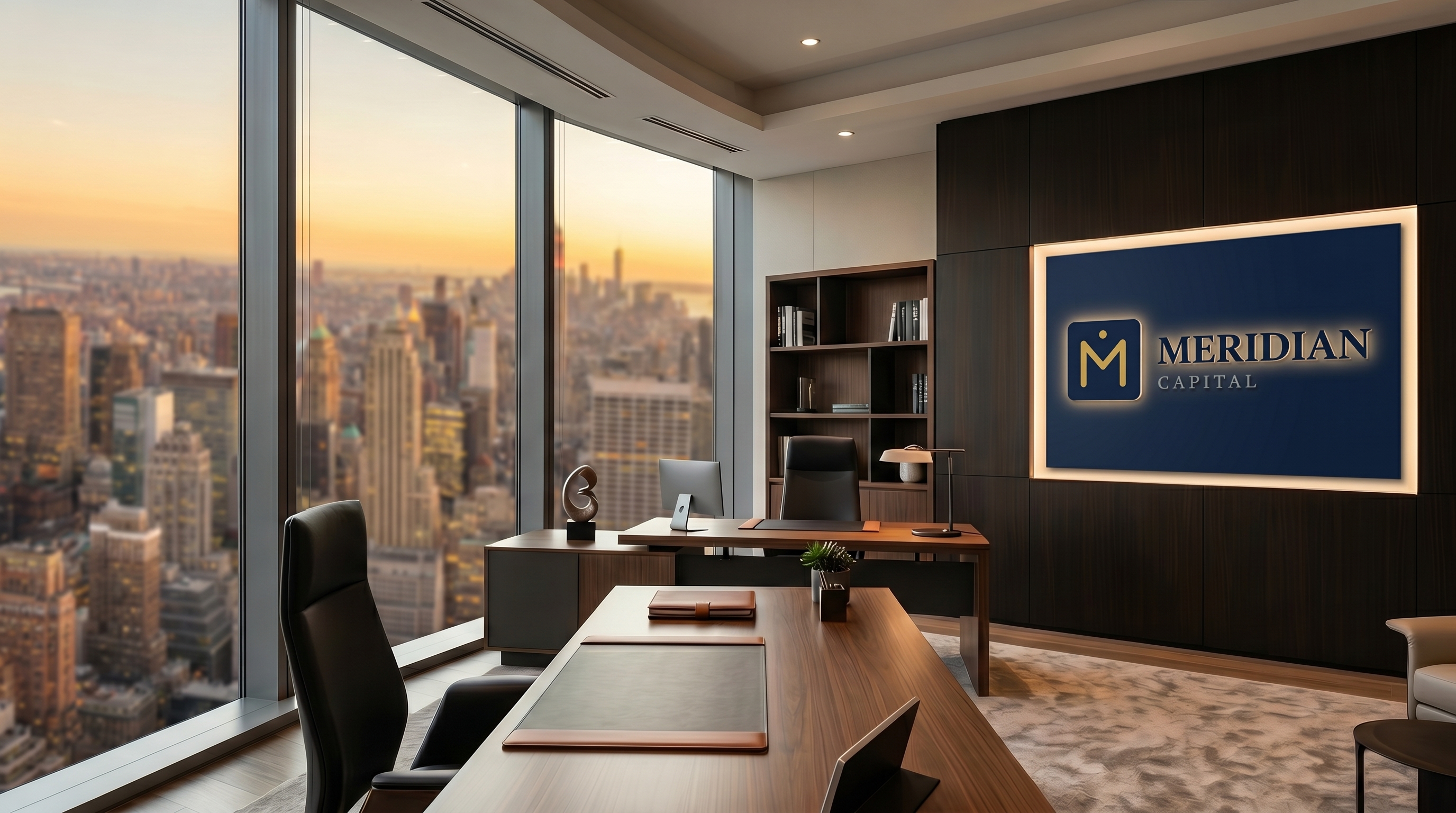 Executive Skyline Office with your logo rendered as signage