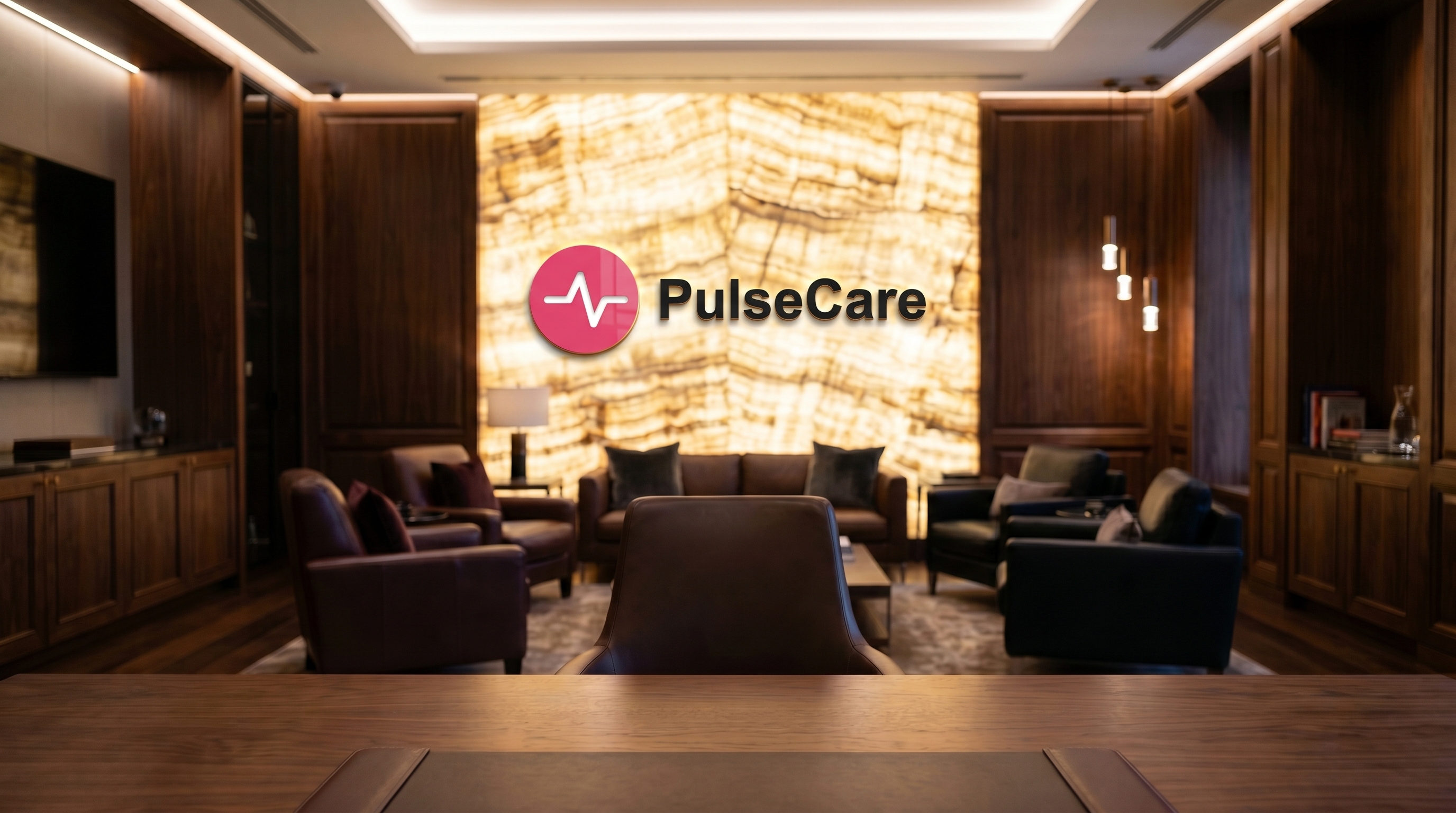 Luxury Lounge — blank, then with a sample logo integrated