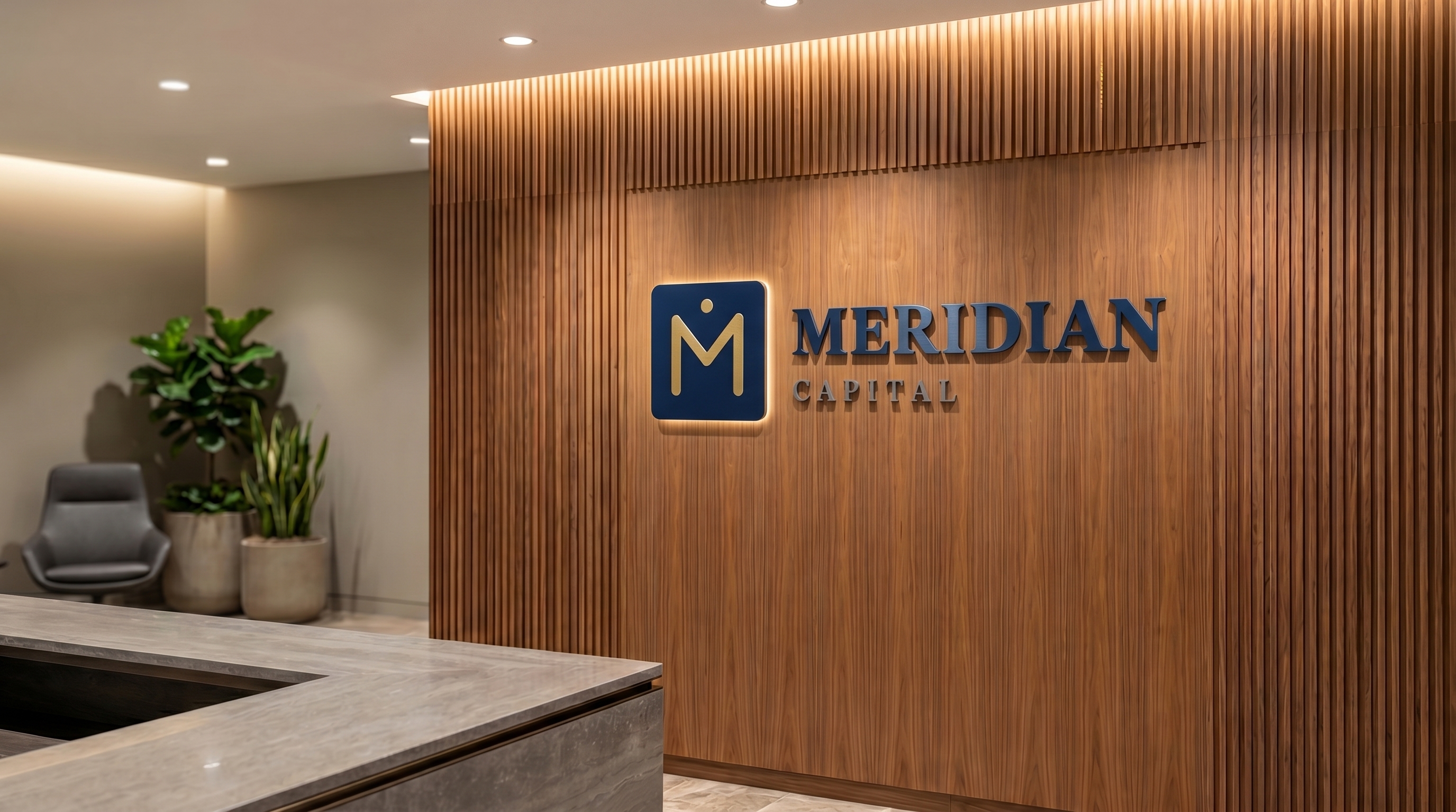 Branded Reception Lobby with your logo rendered as signage