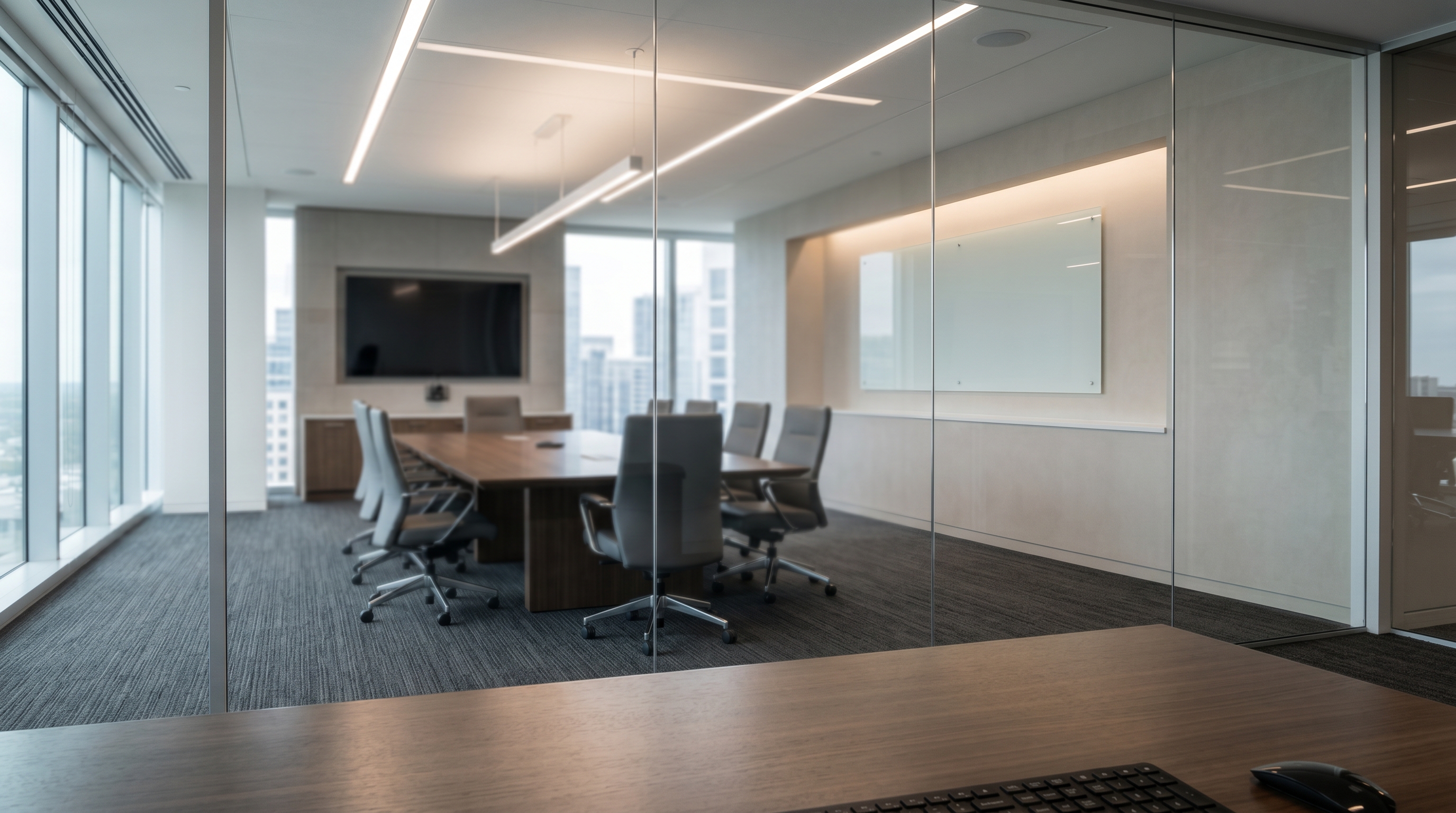 Glass Boardroom office background, no logo