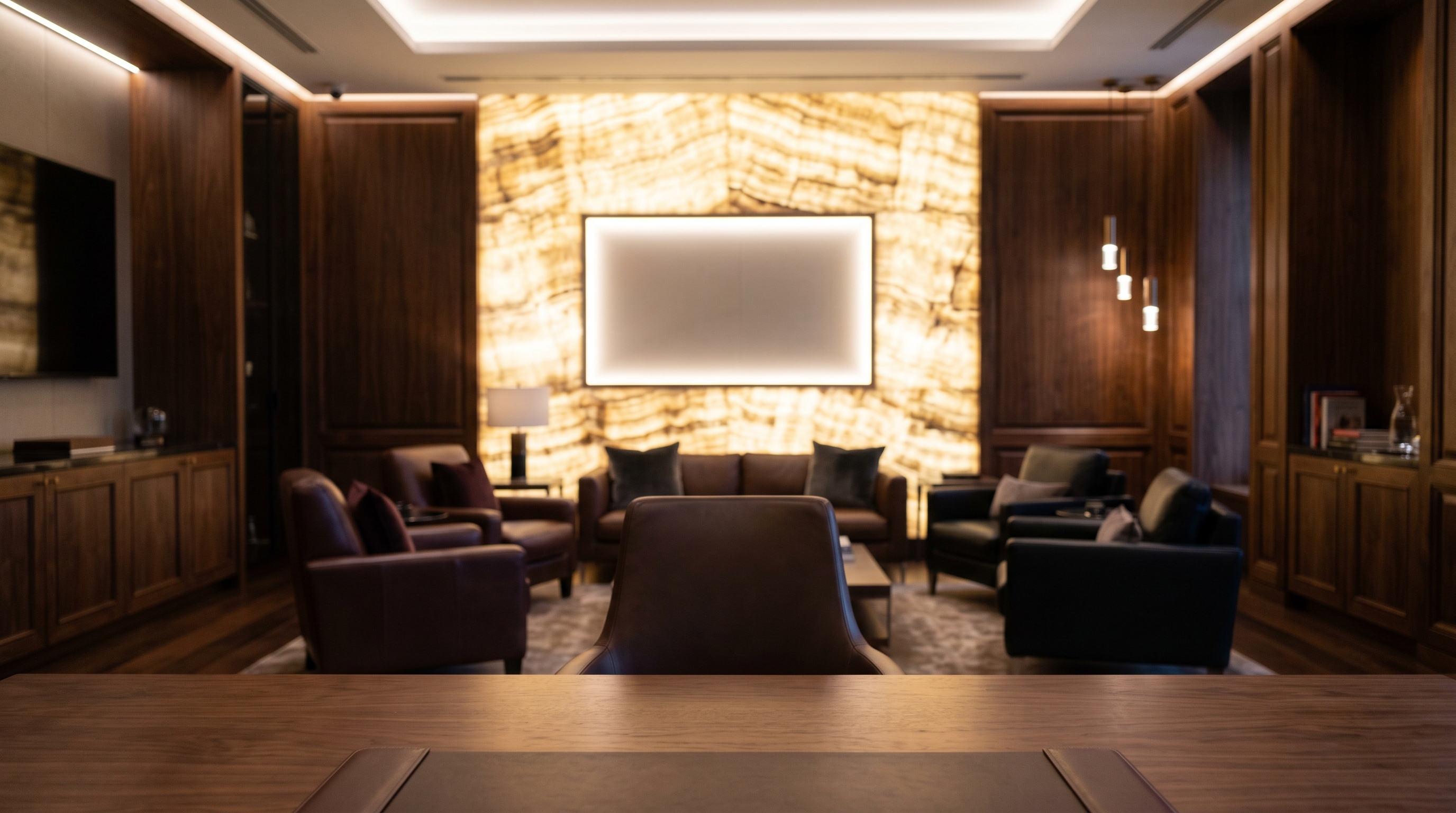 Luxury Lounge — blank, then with a sample logo integrated