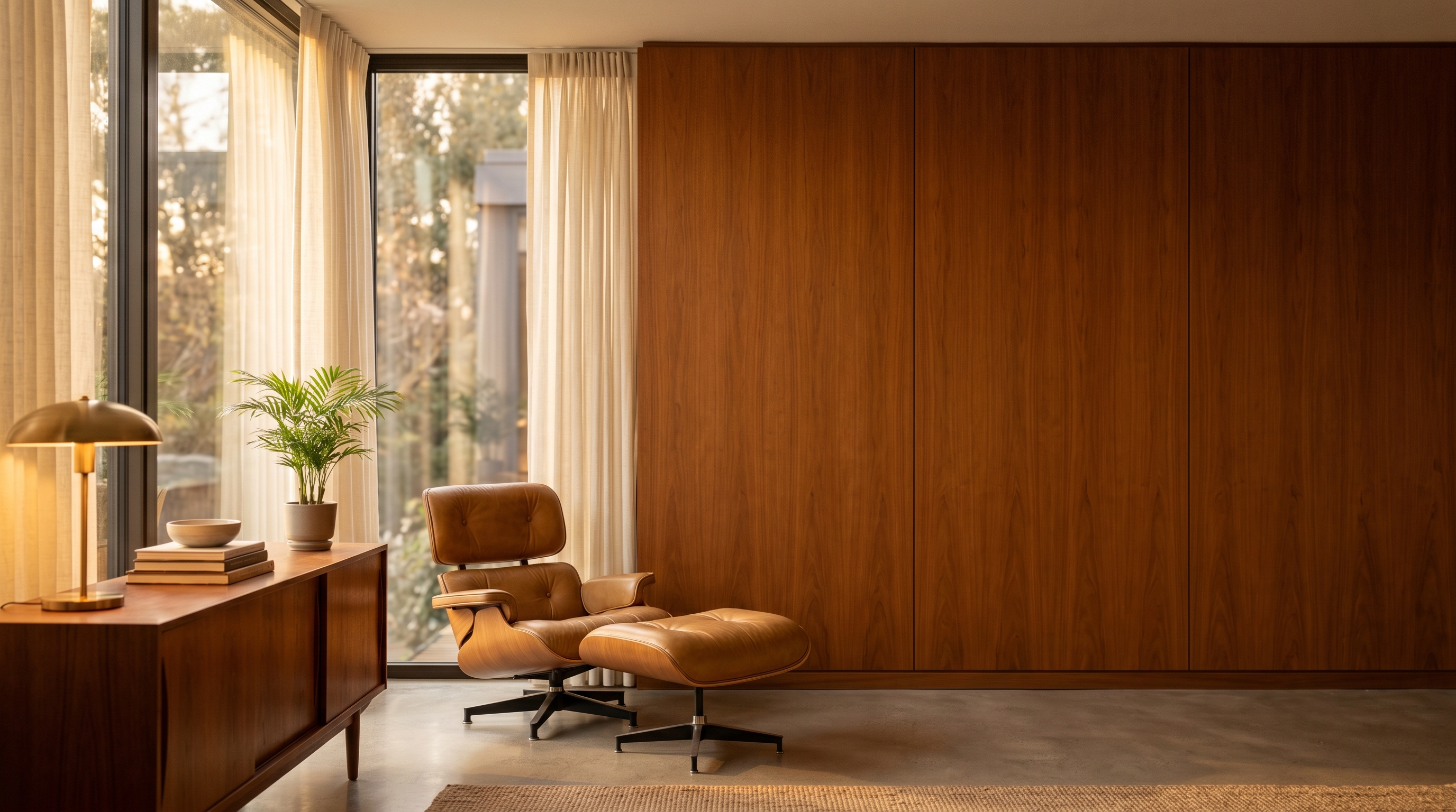 Mid-Century Executive Lounge office background, no logo
