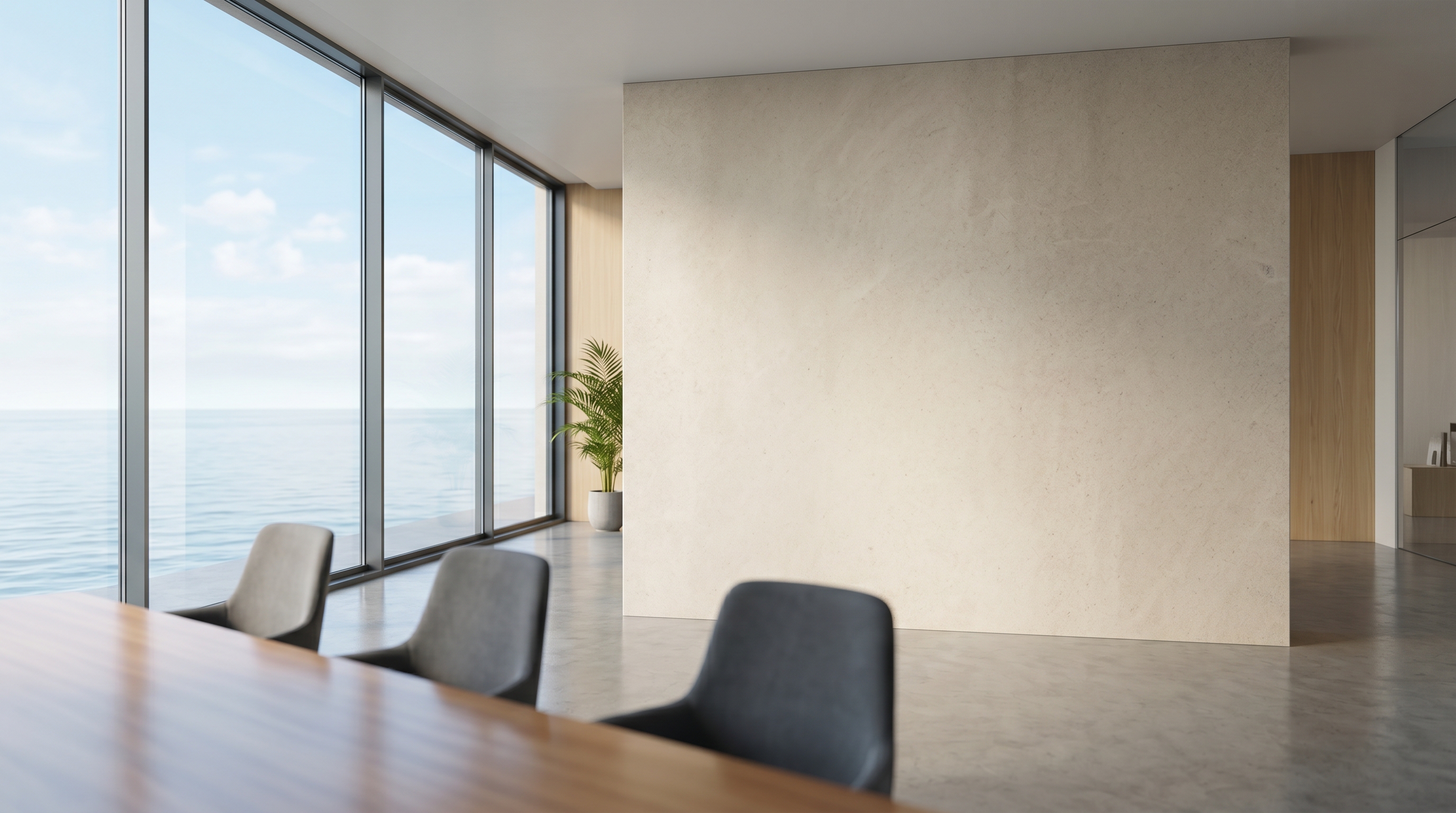 Ocean-View Boardroom office background, no logo
