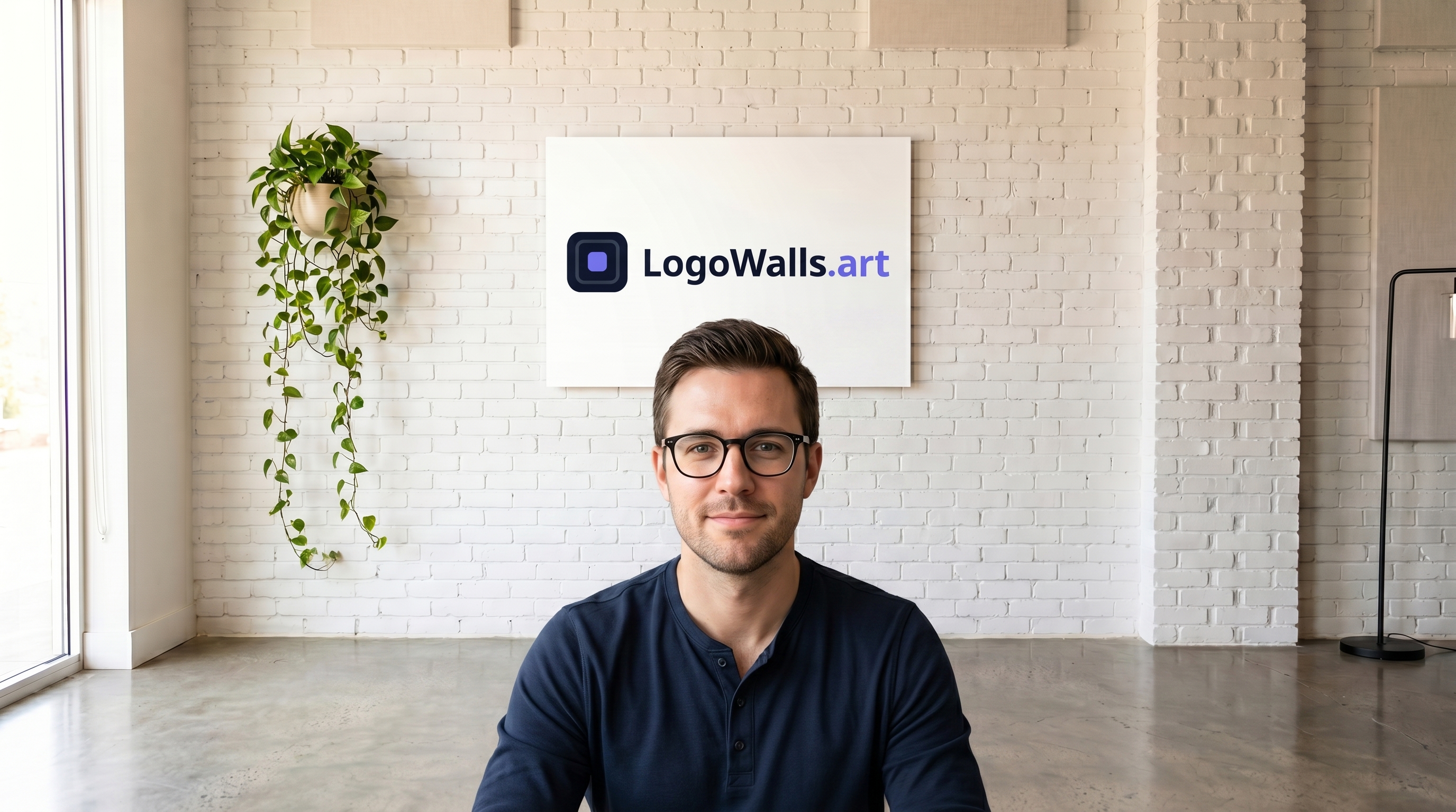 A person on a video call, White Brick Studio background off then on