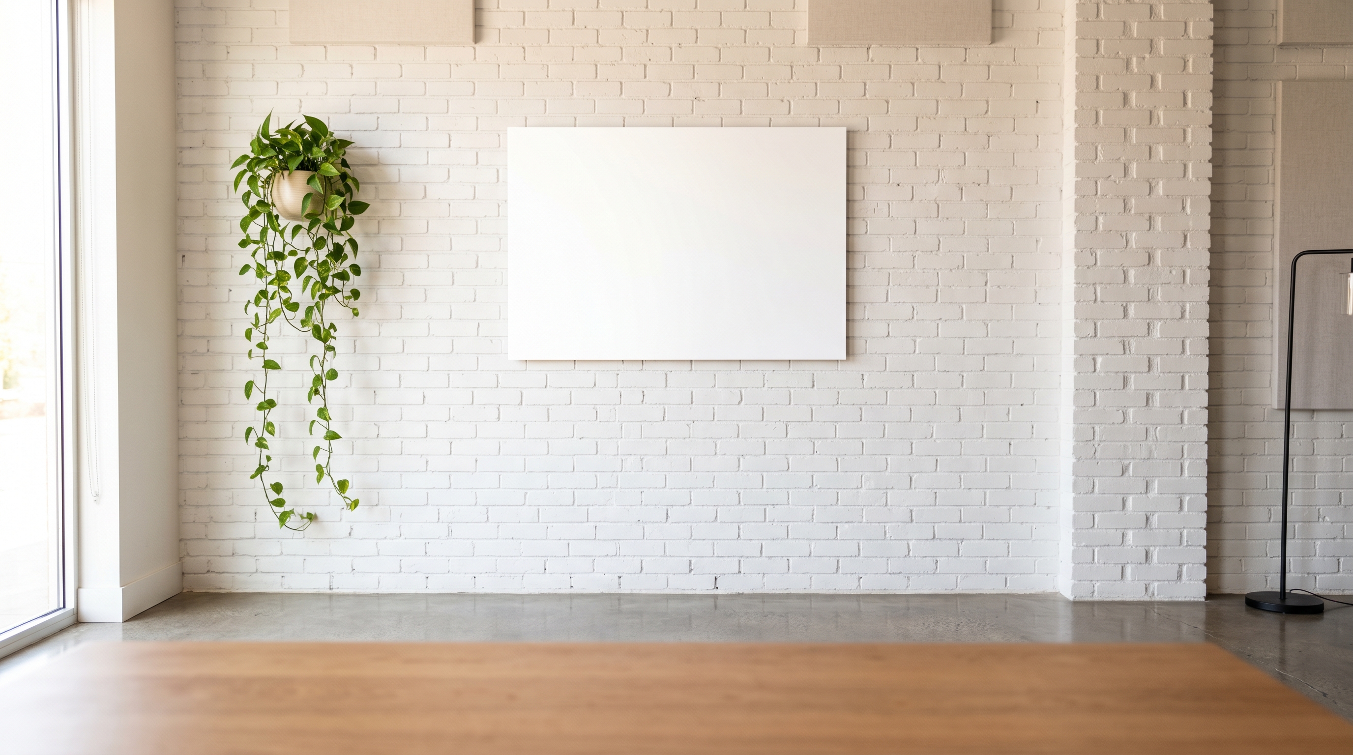 White Brick Studio — blank, then with a sample logo integrated
